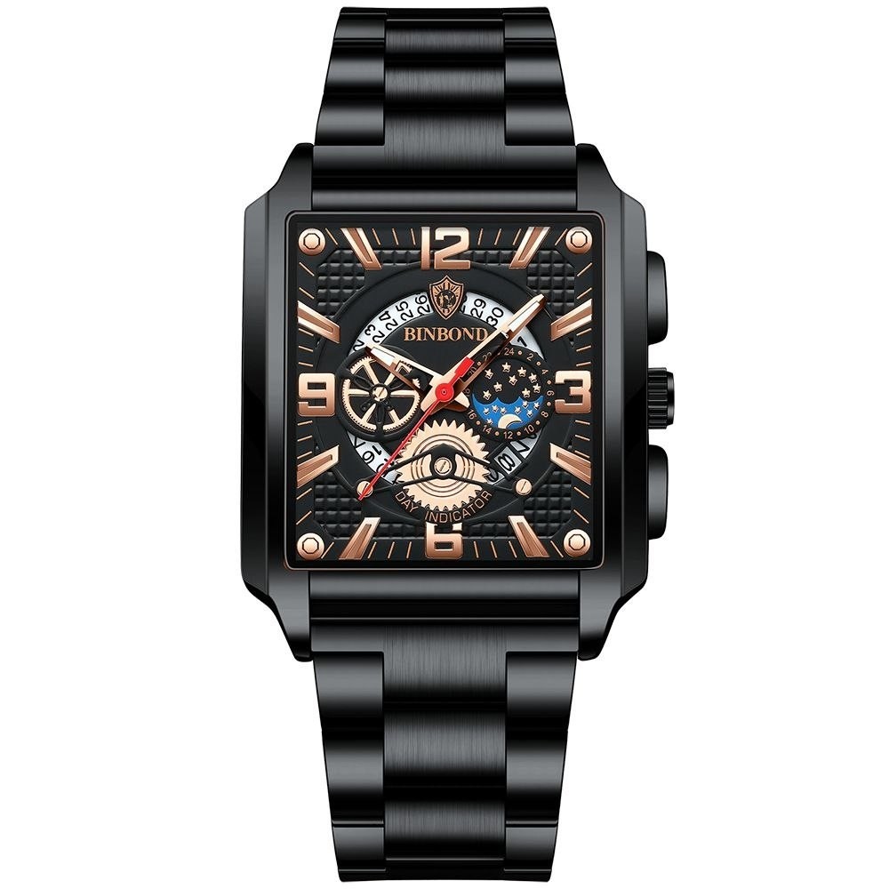 ساعت مچی مردانه اورجینال بین باند رنگ ثابت روزشمارفعال ضداب شب نما کیفیت عالیBIN BOND