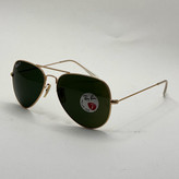 عینک ریبن خلبانی شیشه سنگ پلاریزه سبز با فریم طلایی به همراه پک کامل ریبن کد Rayban RB 3026