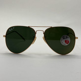 عینک ریبن خلبانی شیشه سنگ پلاریزه سبز با فریم طلایی به همراه پک کامل ریبن کد Rayban RB 3026