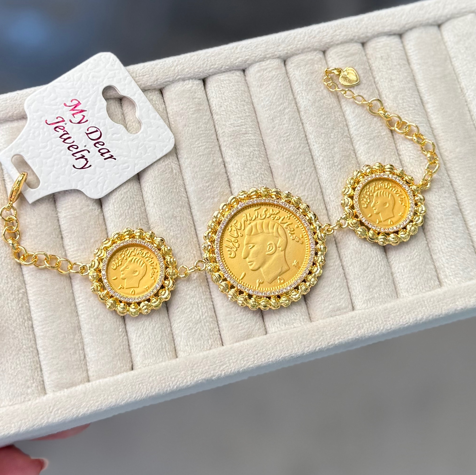 دستبند سکه طرح طلا و کپی طلای لوکس