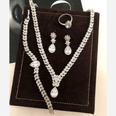 سرویس جواهری رنگی زنانه طرح قطره فول نگین کاری شده رنگ ثابت با کیفیت بالا کد zsm (پس کرایه)