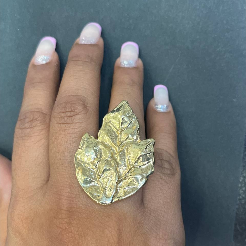 انگشتر آبکاری نقره زنانه طرح ورشو ترک مدل برگ تنوع طرح فری سایز Freesize رنگ ثابت کد bn (پس کرایه)