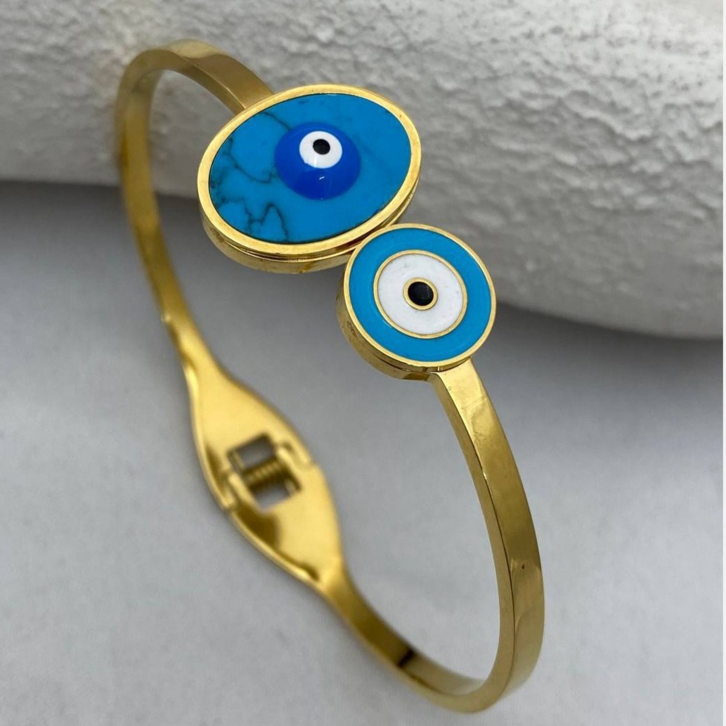 دستبند النگویی و بنگل استیل زنانه طرح نگین مستطیل تنوع طرح رنگ ثابت کد tj (پس کرایه)