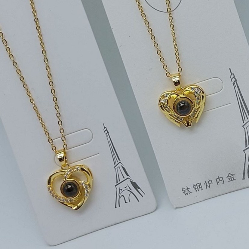 گردنبند استیل عشق love 100 دوست دارم نگین دار رنگ ثابت(صد دوستت دارم به صد زبان دنیا با دیدن داخل لنز) کد mp
