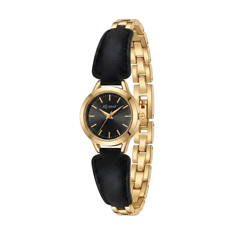 ساعت مچی عقربهای کوارتز زنانه کی مکس مدل لوکس کلاسیک بند چرم قفل دستبندی کد K005