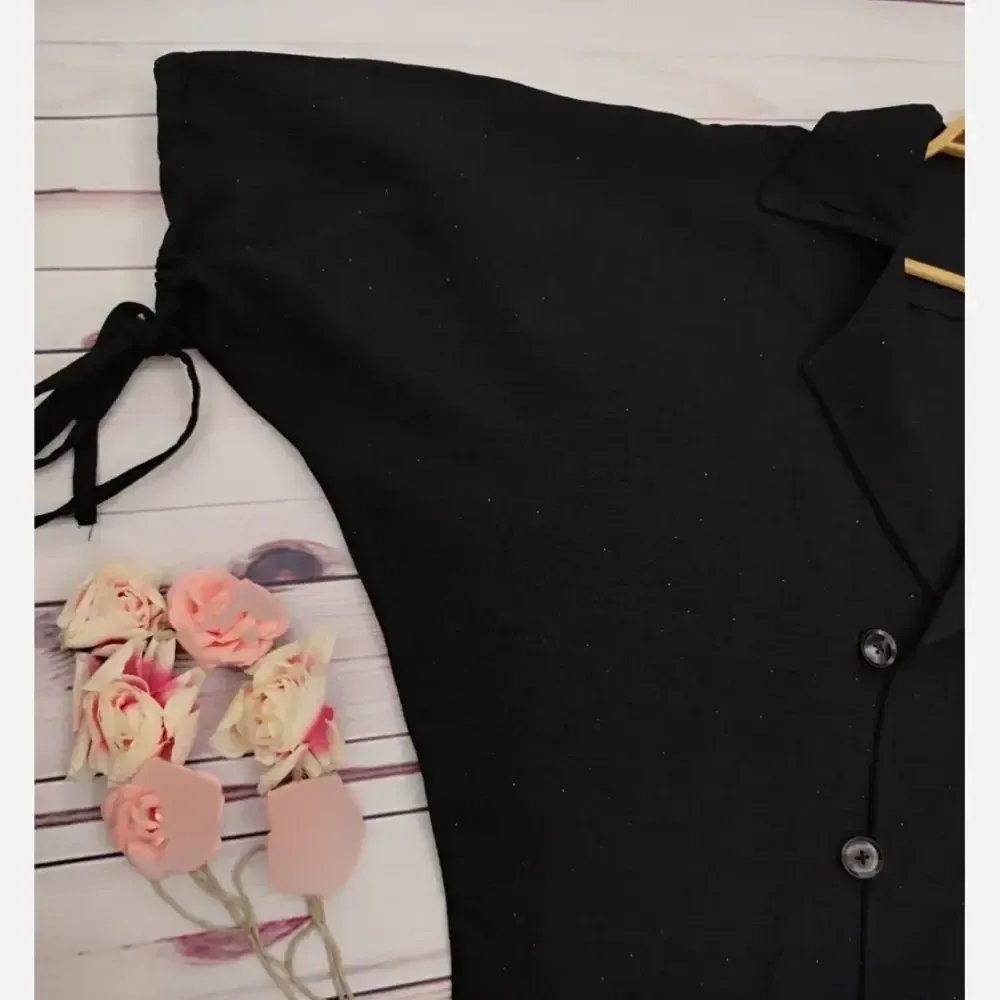 پانچ کتی زنانه مدل پریسا جنس شانتون کنفی وارداتی نگیندار رنگ مشکی فری سایز تا 54