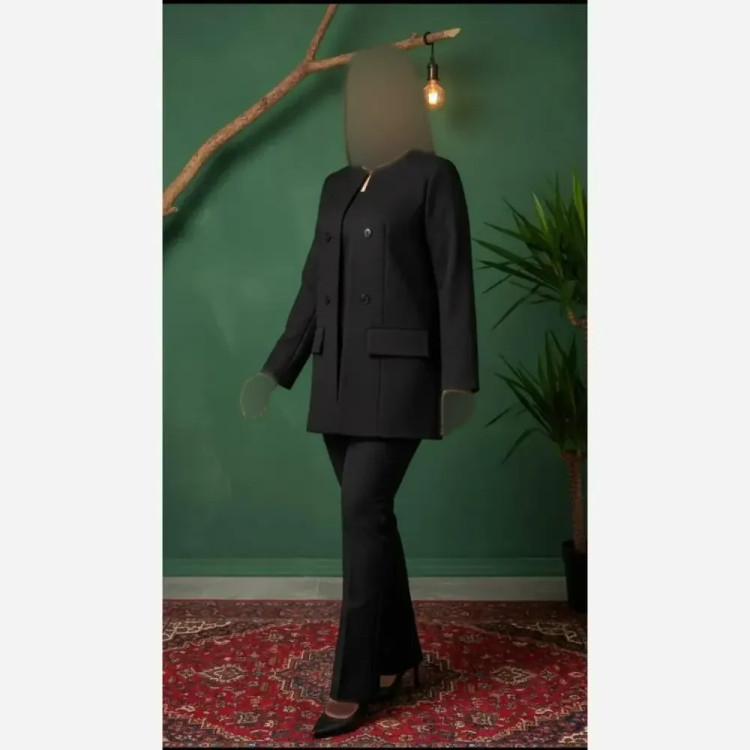 کت زنانه مازراتی مشکی مدل محرمی سایزبندی 1 و 2
