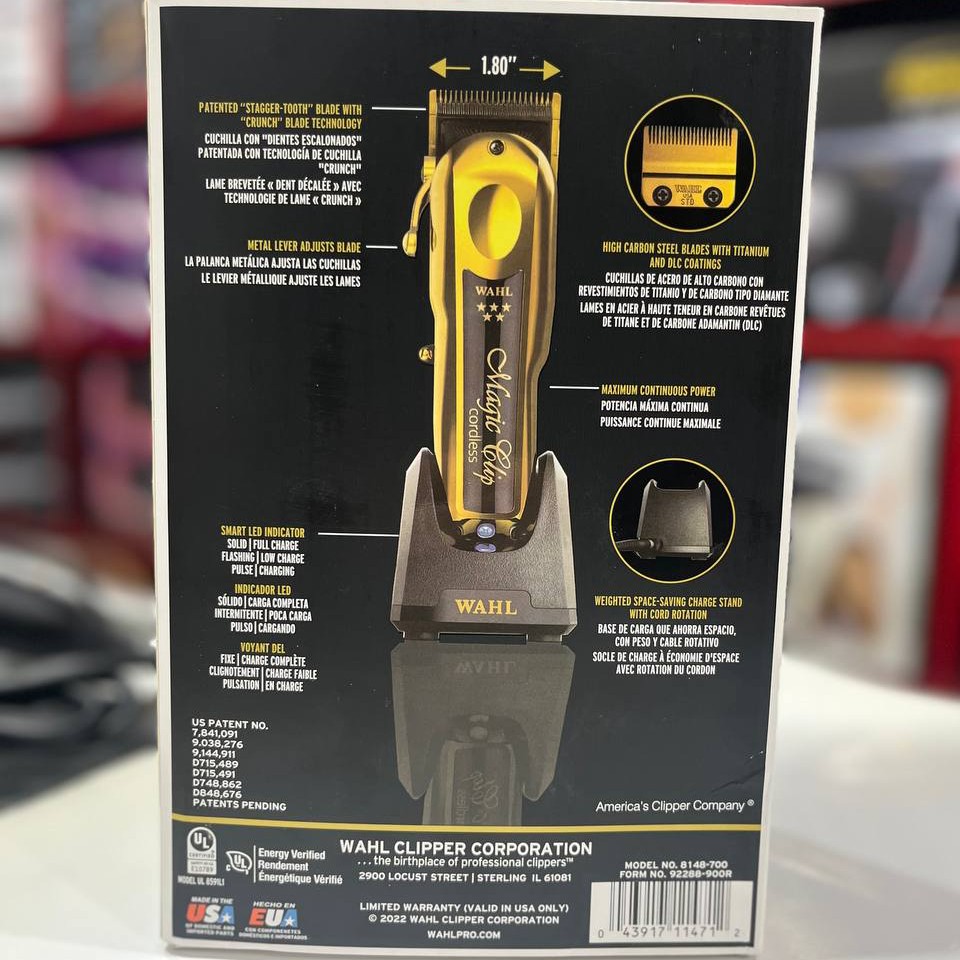 ماشین اصلاح وال مجیک کلیپ گلدحجم زن موی سر و صورت آقایان ساخت کشور آمریکا حک شده USA ( آمریکا)