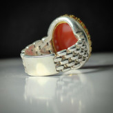 انگشتر نقره باسنگ عقیق قرمز حکاکی یارقیه کد 2743