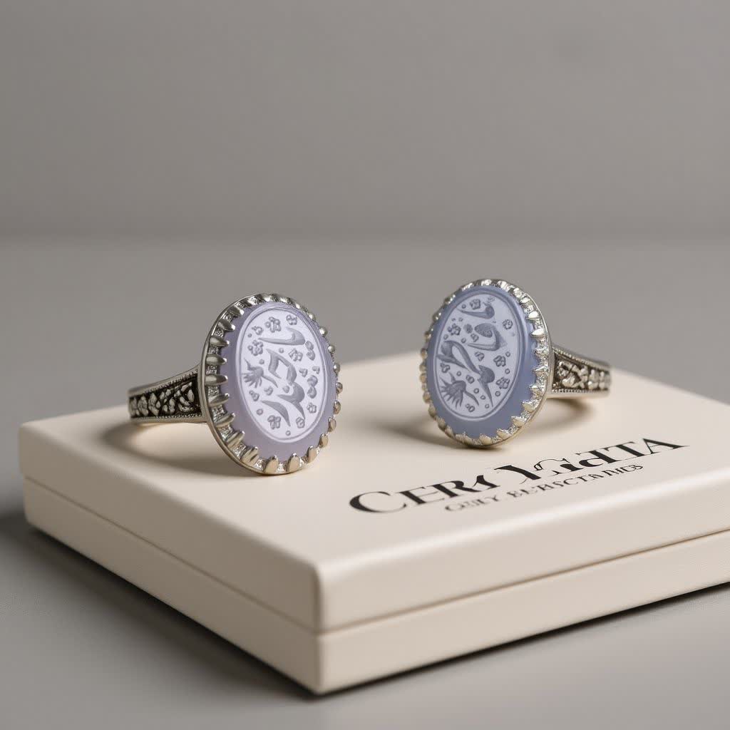 انگشتر نقره باسنگ عقیق سوسنی حکاکی یاحیدر و یافاطمه کد 1609