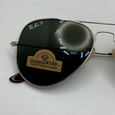 عینک ریبن خلبانی شیشه سنگ پلاریزه سبز با فریم نقره ای به همراه پک کامل ریبن کد Rayban RB 3026 (ارسال رایگان)